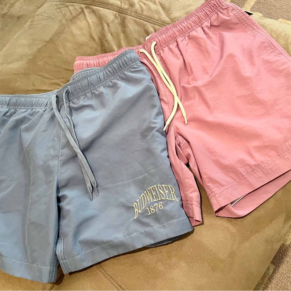 PacSun pink & Budweiser swim trunks NWT bundle